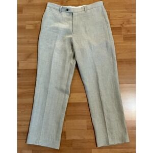 Paul Fredrick Mens Linen Pants 34x30 Classic Fit Natural Beige Summer Trousers